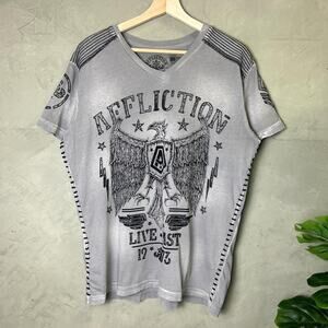 Affliction Rope Stitched Large Y2K Modern Suede Printed Shirt